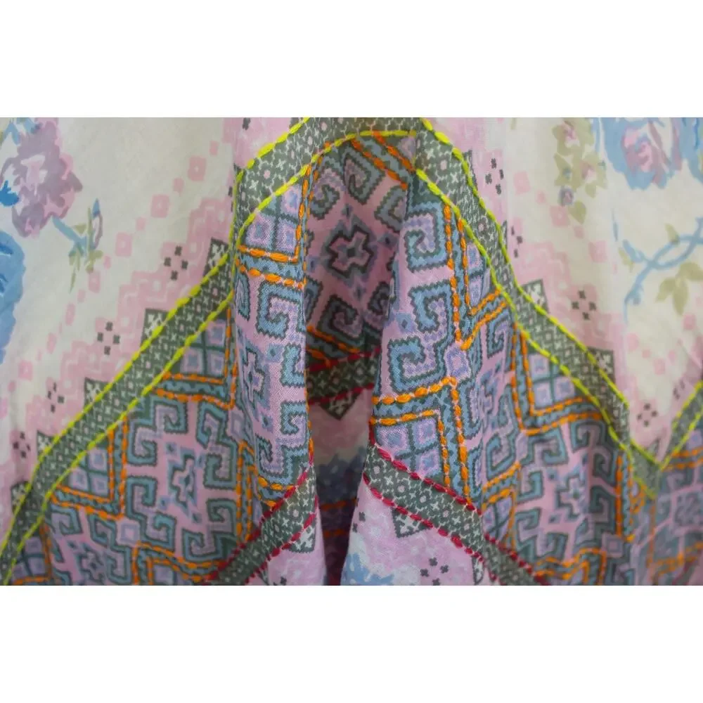 Aratta Silent Journey Scarf Floral Embroidered Tassel 40